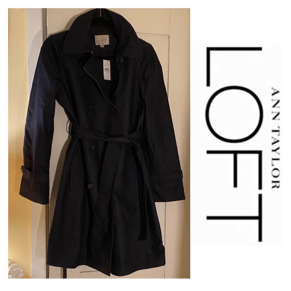BNWT LOFT Dark Blue Denim Trench Coat. Small. Retail $148